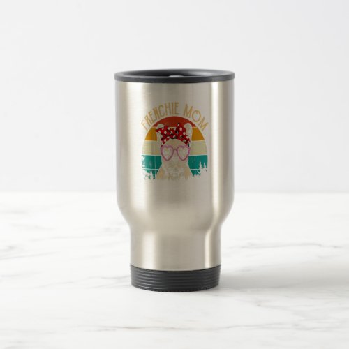 Frenchie mom Gift Vintage Retro Style French Bull Travel Mug