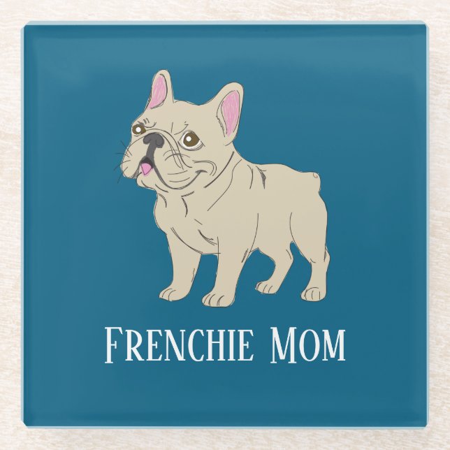 Frenchie Mom Glass Coaster (Front)