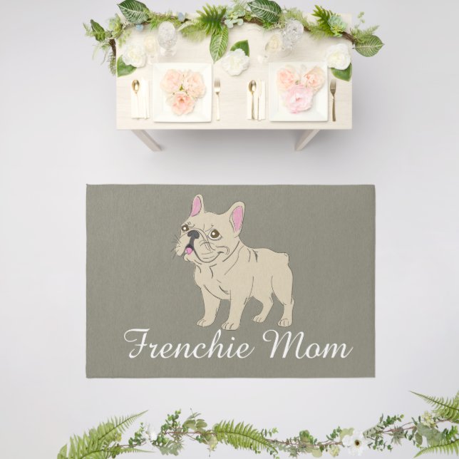 Frenchie Mom Outdoor Rug (Insitu (Wedding 2))