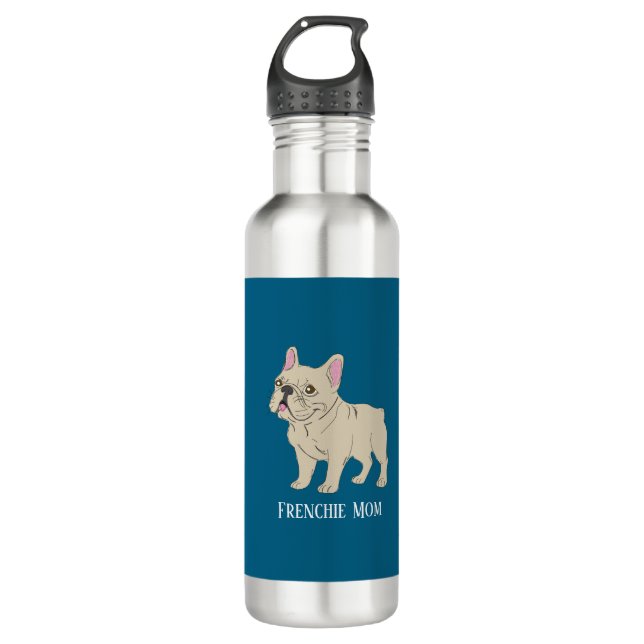 Frenchie Mom Stainless Steel Water Bottle (Front)