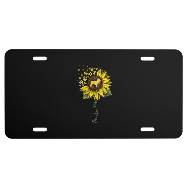Frenchie Mom Sunflower French Bulldog Lover Gift License Plate (Front)