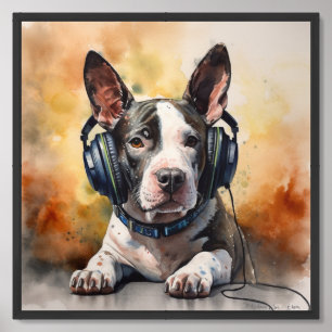 Frenchie Music Factory Headphones Art Framed Art