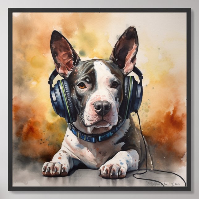 Frenchie Music Factory Headphones Art Framed Art (Framed Front)