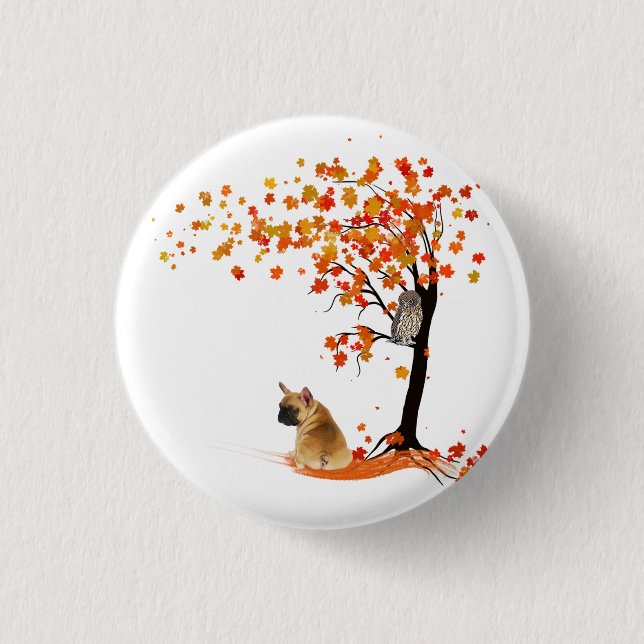 Frenchie My Spirit Animals Owl Frenchie Lovers Button (Front)