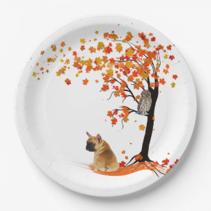 Frenchie My Spirit Animals Owl Frenchie Lovers Paper Plates