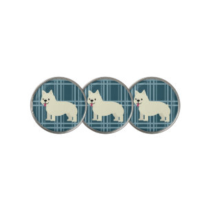 Frenchie Plaid Blue Golf Ball Marker