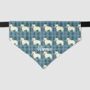 Frenchie Plaid Blue Pet Bandana Collar