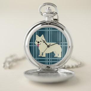 Frenchie Plaid Blue Pocket Watch