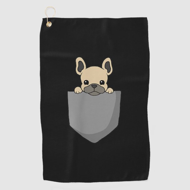 Frenchie Pocket Funny French Bulldog Gift Golf Towel (Front)