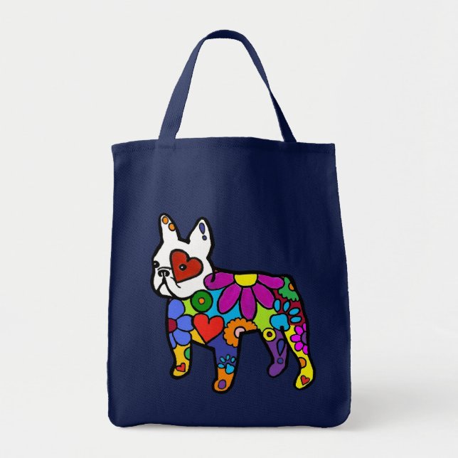 Frenchie Power Grocery Tote Bag (Front)