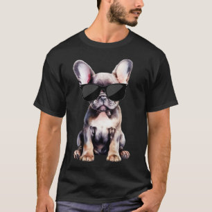 Frenchie Puppy Wearing Sunglasses T-Shirt