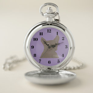 Frenchie, purple pocket watch