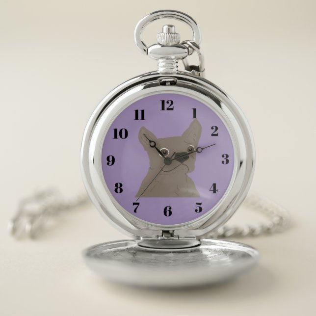 Frenchie, purple pocket watch (Inside)