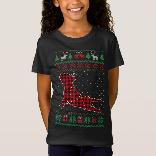 Frenchie Red Plaid Buffalo Funny Ugly Christmas Sw T_Shirt