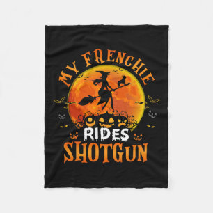 Frenchie Rides Shotgun French Bulldog Lover Hallow Fleece Blanket