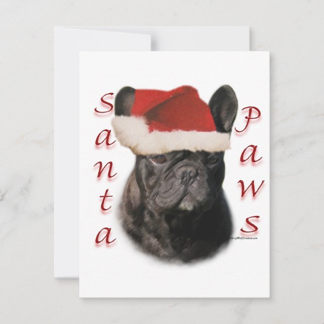 Frenchie Santa Paws Holiday Card (Front)