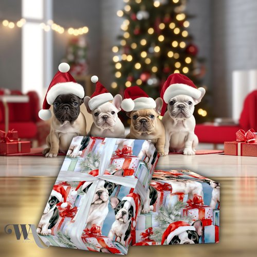 Frenchie Santa Squad Christmas Gift Wrapping Paper