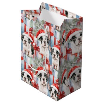 Frenchie Santa Squad Christmas Medium Gift Bag by PetsandVets at Zazzle