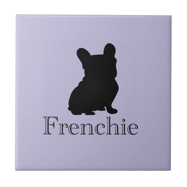 Frenchie silhouette ceramic tile (Front)