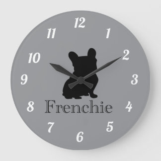 Frenchie silhouette large clock