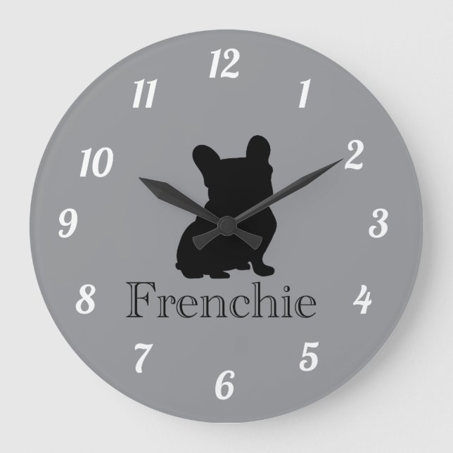 Frenchie silhouette large clock (Front)