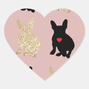 Frenchie Silhouette Pattern Heart Sticker