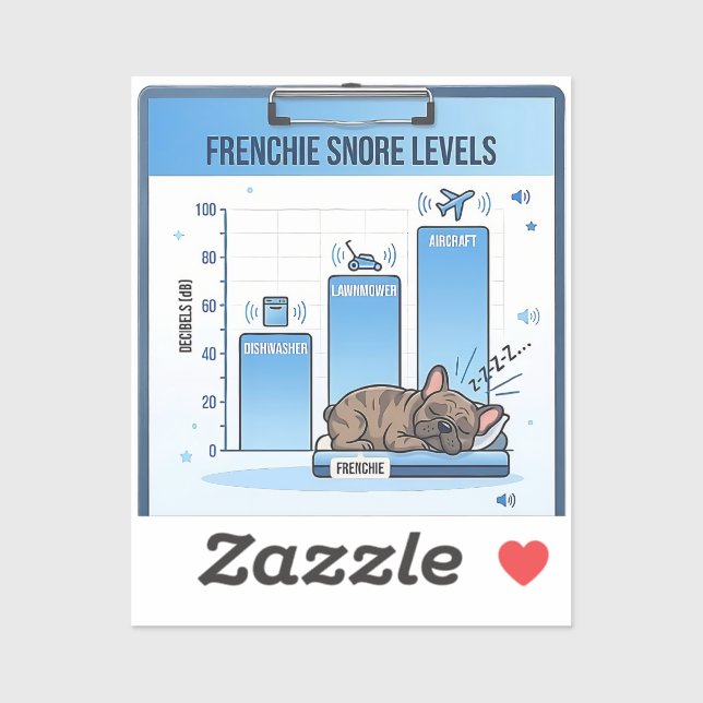 Frenchie Snore Levels Funny French Bulldog Infogra Sticker (Sheet)