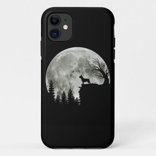 Frenchie Standing On Mountain Moonlight Halloween iPhone 11 Case