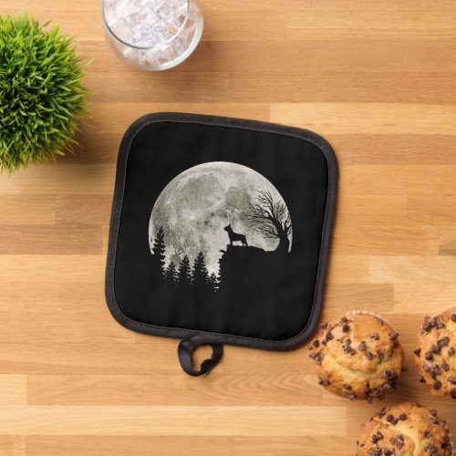 Frenchie Standing On Mountain Moonlight Halloween Pot Holder