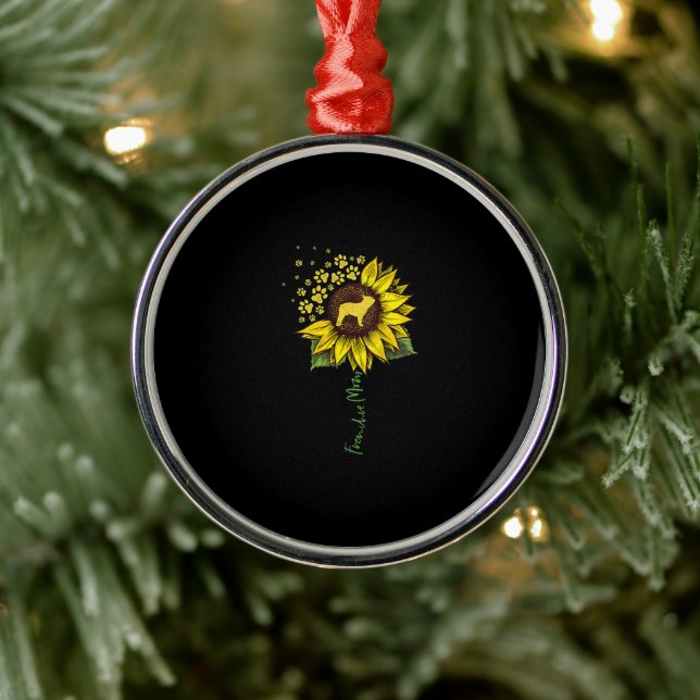 Frenchie Sunflower Mom French Bulldog Lover Gift Metal Ornament (Tree)