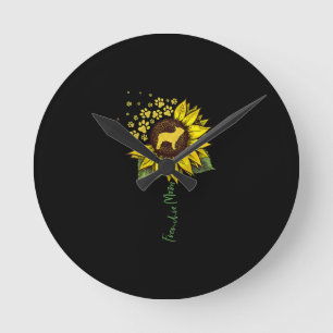 Frenchie Sunflower Mom French Bulldog Lover Gift Round Clock