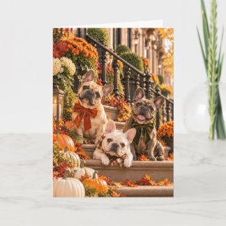 Frenchie Thanksgiving Autumn Dog Greeting Card