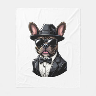 Frenchie The Gangster Fleece Blanket