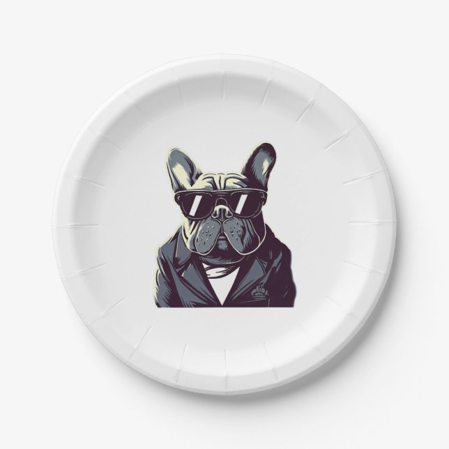 Frenchie The Party Man Paper Plates (Front)