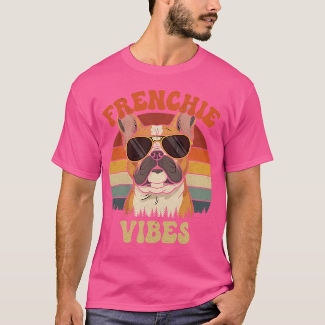 Frenchie Vibes Retro French Bulldog friends T-Shirt (Front)