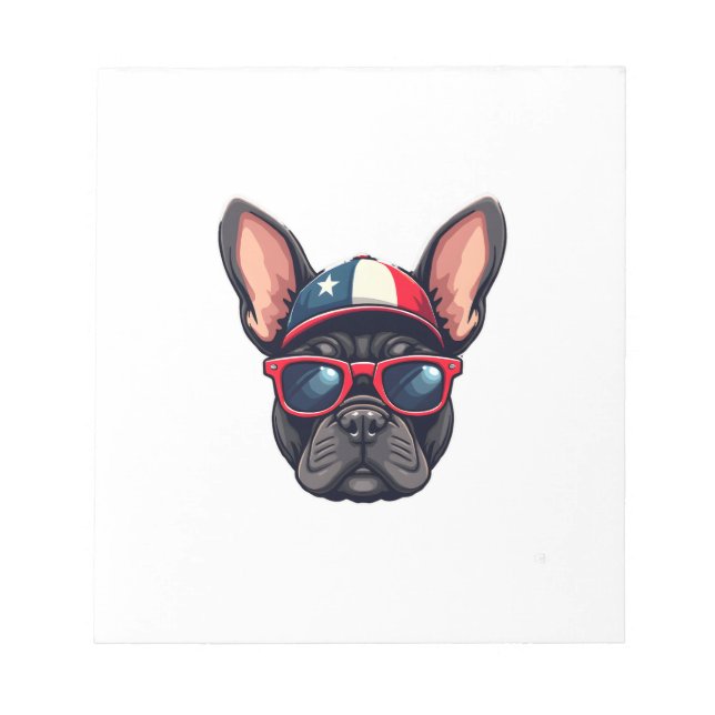 Frenchie Wearing USA Colors (5) Notepad (Front)