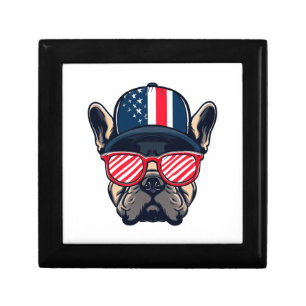 Frenchie Wearing USA Colors Gift Box