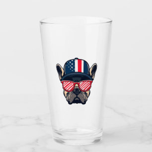 Frenchie Wearing USA Colors Glass