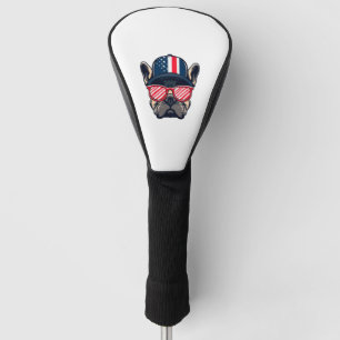 Frenchie Wearing USA Colors Golf Head Cover