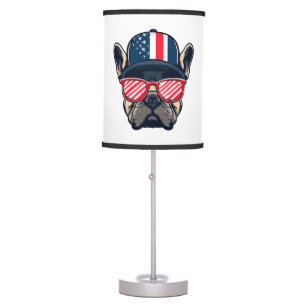 Frenchie Wearing USA Colors Table Lamp