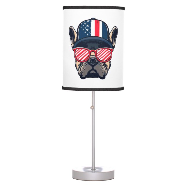 Frenchie Wearing USA Colors Table Lamp (Front)