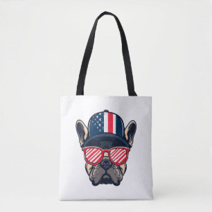 Frenchie Wearing USA Colors Tote Bag