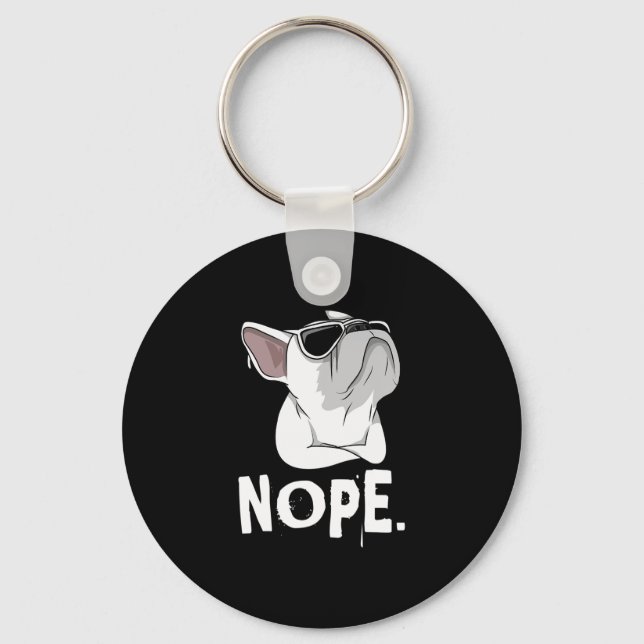 Frenchie White French Bulldog  Keychain (Front)