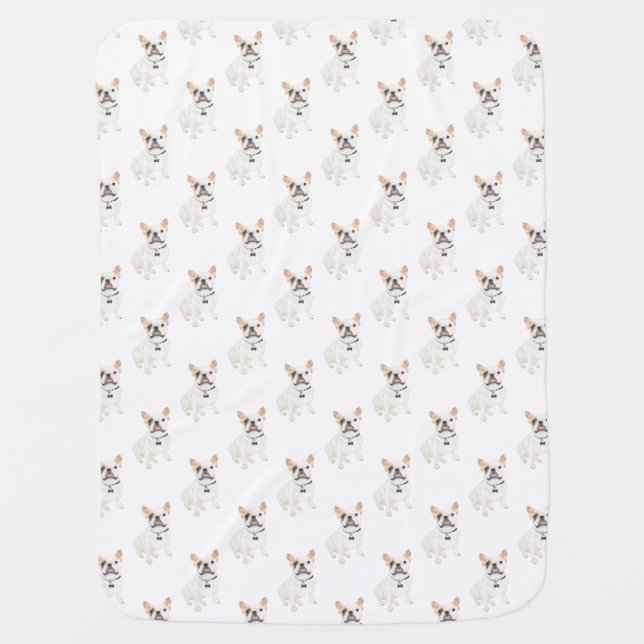 Frenchie (White Pied) Baby Blanket (Front)