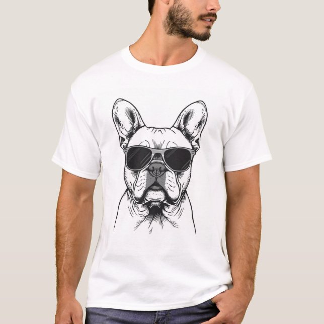 Frenchie with Sunglasses  T-Shirt (Front)