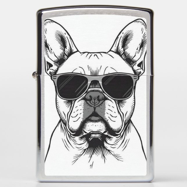 Frenchie with Sunglasses  Zippo Lighter (Front)