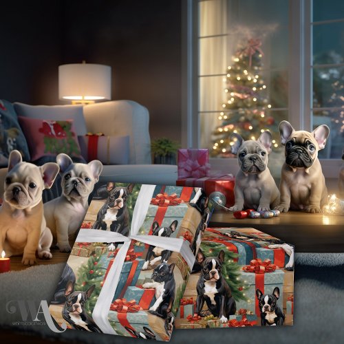 Frenchie Wonderland Christmas Wrapping Paper