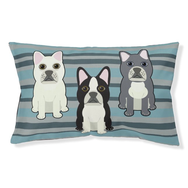 Frenchies Blue Striped Pet Bed (Front)