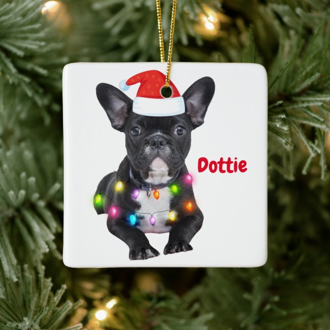frenchies christmas gift for bulldog lovers  ceram ceramic ornament (Tree)