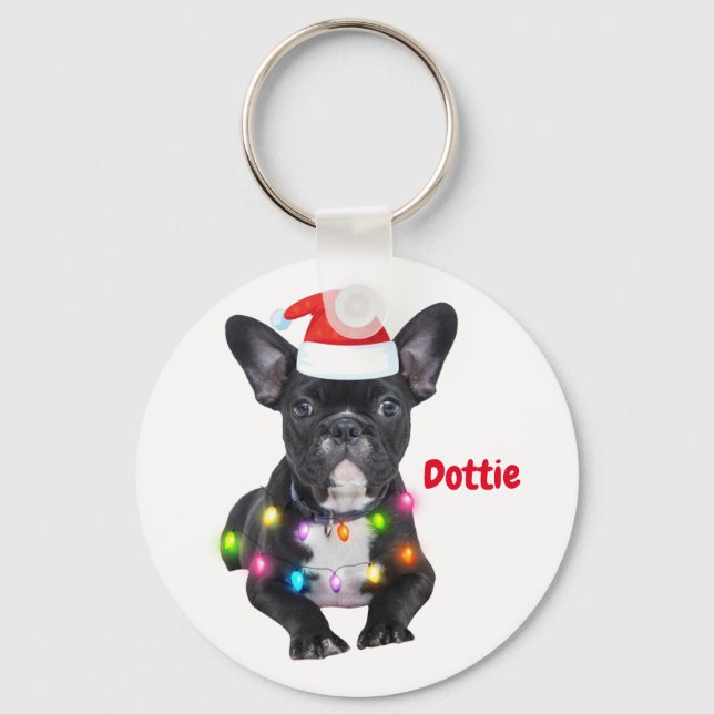 frenchies christmas gift for bulldog lovers  ceram keychain (Front)